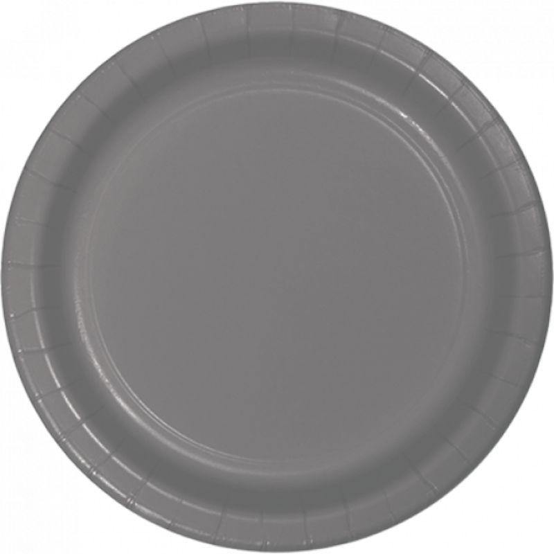 24 Pack Glamour Gray Dinner Paper Plates - 23cm - The Base Warehouse