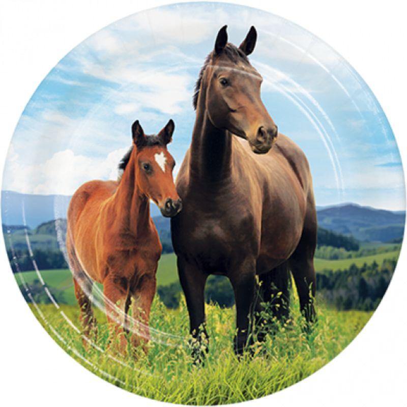 8 Pack Horse and Pony Paper Lunch Plates - 18cm - The Base Warehouse