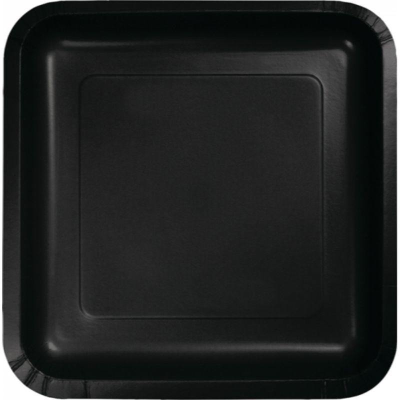 18 Pack Black Velvet Square Paper Lunch Plates - 18cm - The Base Warehouse