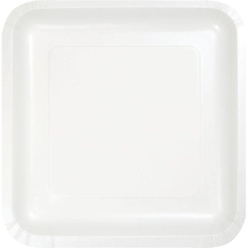 24 Pack White Square Paper Dinner Plates - 23cm - The Base Warehouse