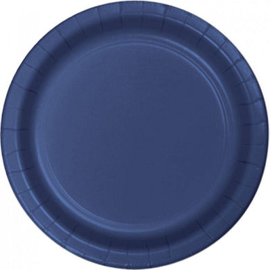 24 Pack Navy Blue Dinner Paper Plates - 23cm - The Base Warehouse