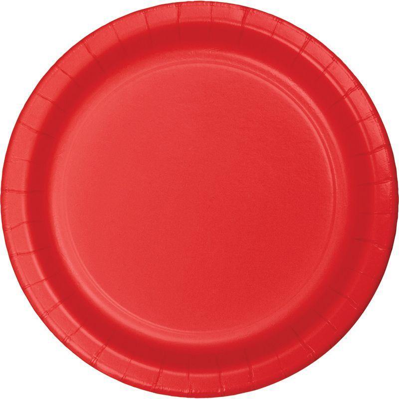 24 Pack Classic Red Banquet Paper Plates - 26cm - The Base Warehouse