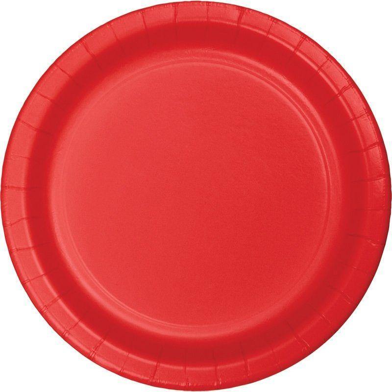 24 Pack Classic Red Paper Lunch Plates - 18cm - The Base Warehouse
