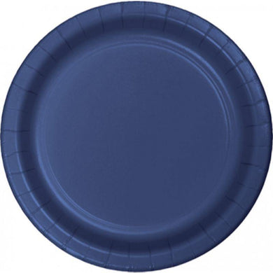 24 Pack Navy Blue Lunch Paper Plates - 18cm - The Base Warehouse