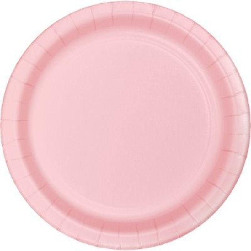 24 Pack Classic Pink Paper Lunch Plates - 18cm - The Base Warehouse