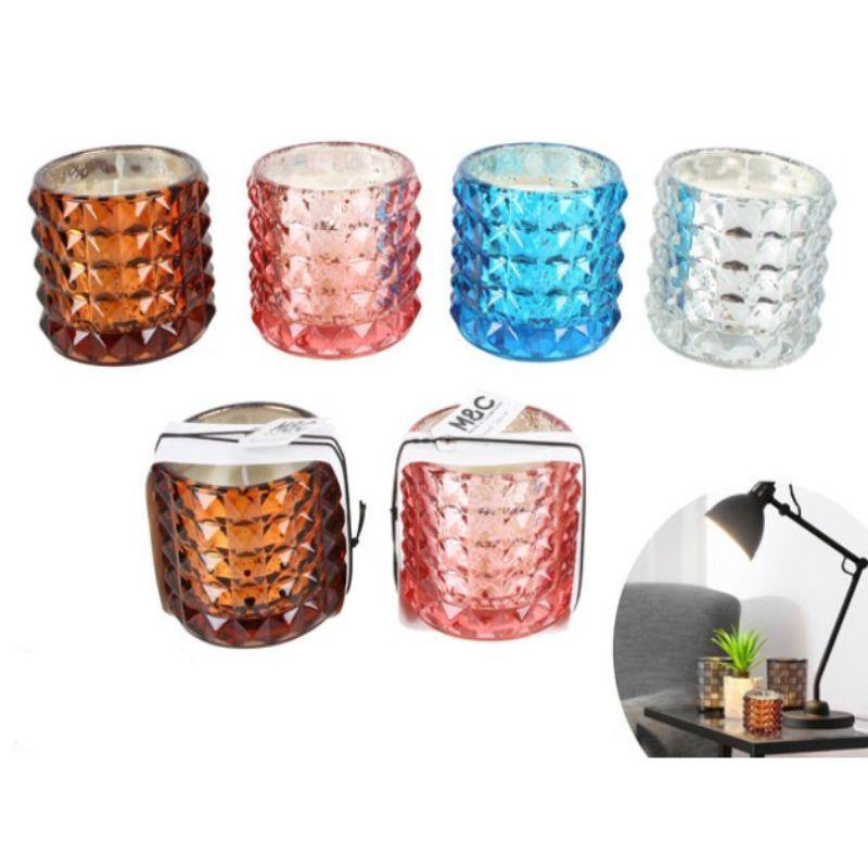 4 Assorted Colours Anitra Scented Candle in Diamante Glass - The Base Warehouse