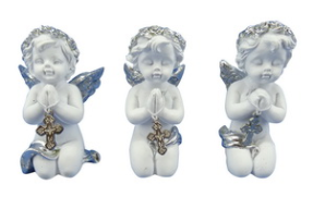 Praying Cherub with Silver Cross - 6cm - The Base Warehouse