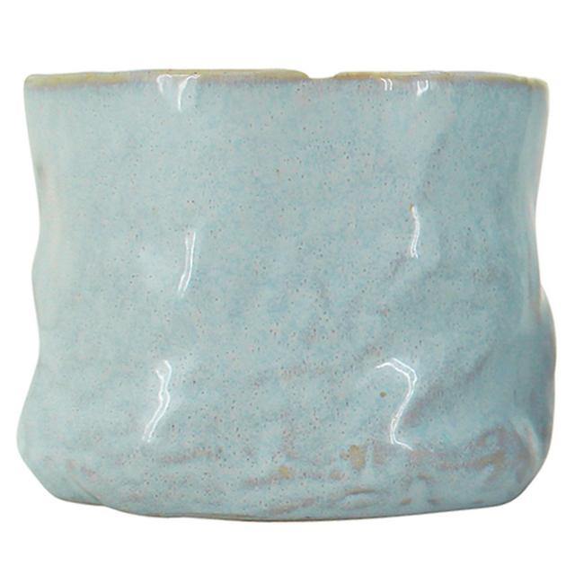 Light Blue Crinkle Planter - 14.5cm x 11cm - The Base Warehouse