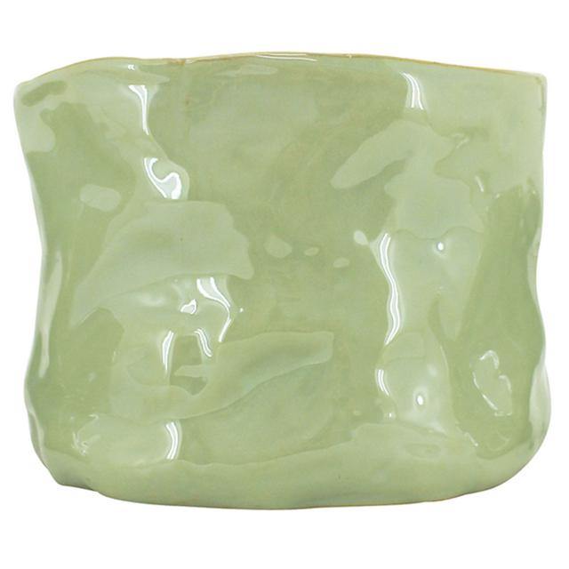 Green Crinkle Planter - 19cm x 14cm - The Base Warehouse