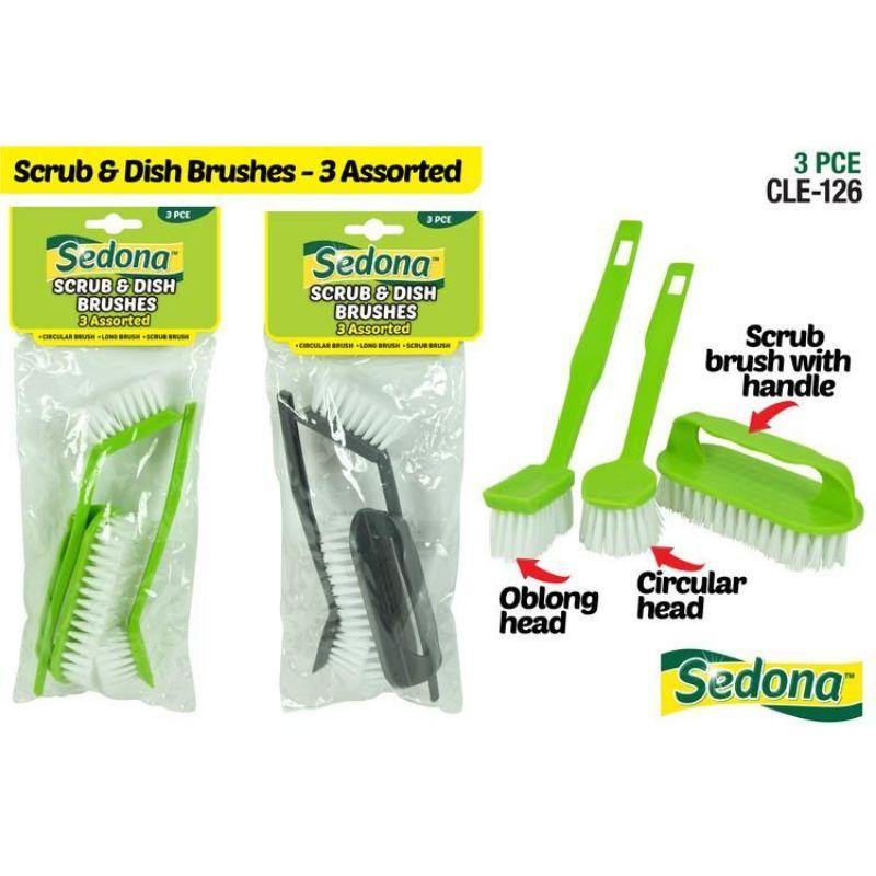 3 Pack Scrub & Dish Brushes - The Base Warehouse