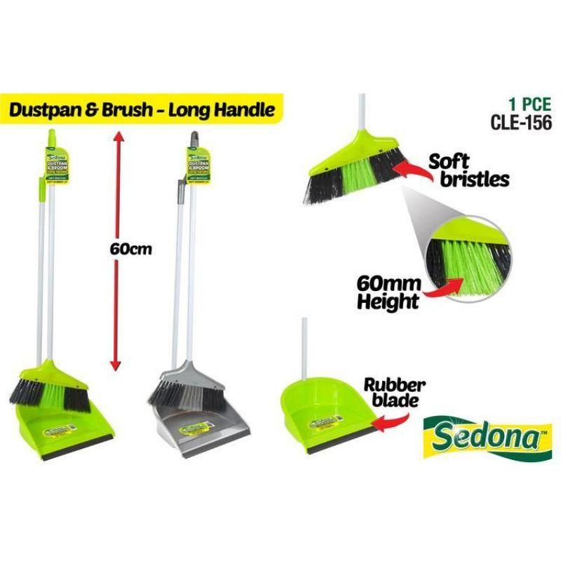 Long Handle Dust Pan & Broom Set - 92cm - The Base Warehouse