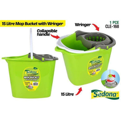 Plastic Mop Bucket with Wringer - 15L - The Base Warehouse