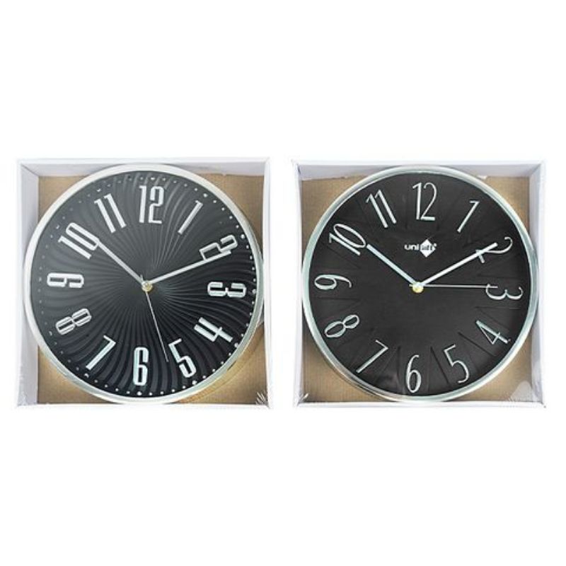 Black / Silver Clock - 30cm