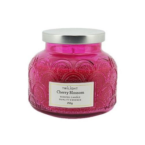 Twilight Cherry Blossom Candle with Pink Jar - 9.4cm x 8cm - The Base Warehouse