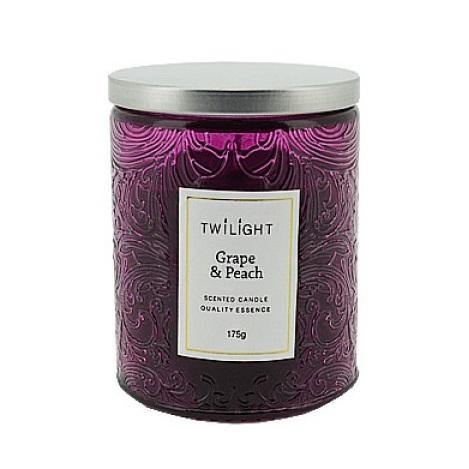 Twilight Grape & Peach Candle with Purple Jar - 7cm x 8.7cm - The Base Warehouse