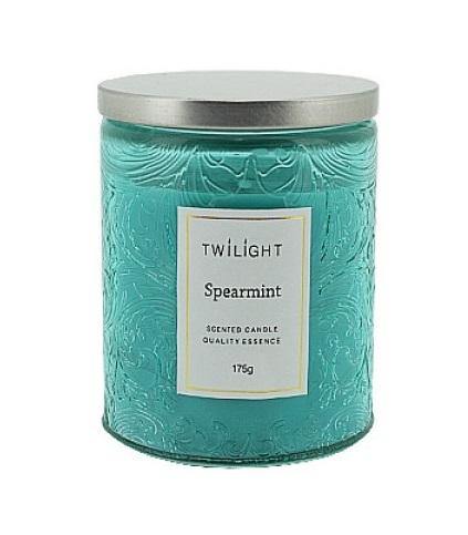Twilight Spearmint Candle with Light Blue Jar - 7cm x 8.7cm - The Base Warehouse