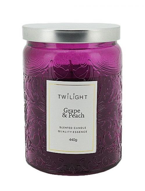 Twilight Grape & Peach Candle with Purple Jar - 9cm x 13cm - The Base Warehouse