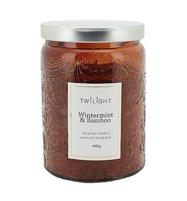 Twilight Wintermint & Bamboo Candle with Brown Jar - 9cm x 13cm - The Base Warehouse