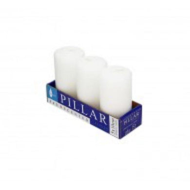 3 Pack White Pressed Pillar Candle - 5cm x 10cm - The Base Warehouse