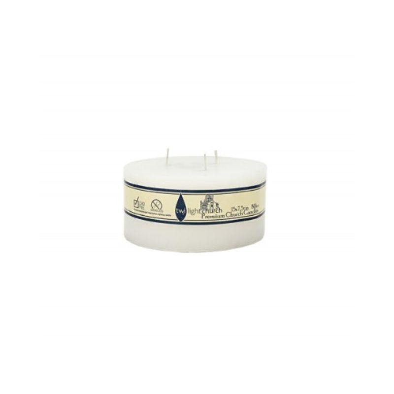 White Church Candle with 3 Wicks - 15cm x 7.5cm - The Base Warehouse