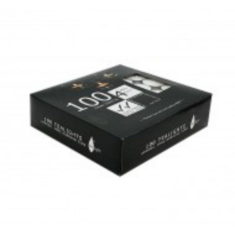 100 Pack T-Lite Candles in Black Box - 4hrs - The Base Warehouse