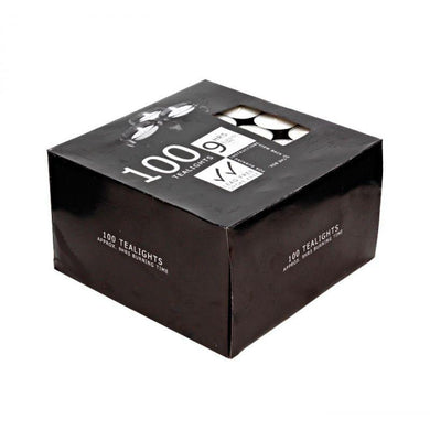 100 Pack T-Lite Candles in Black Box - 9hrs - The Base Warehouse