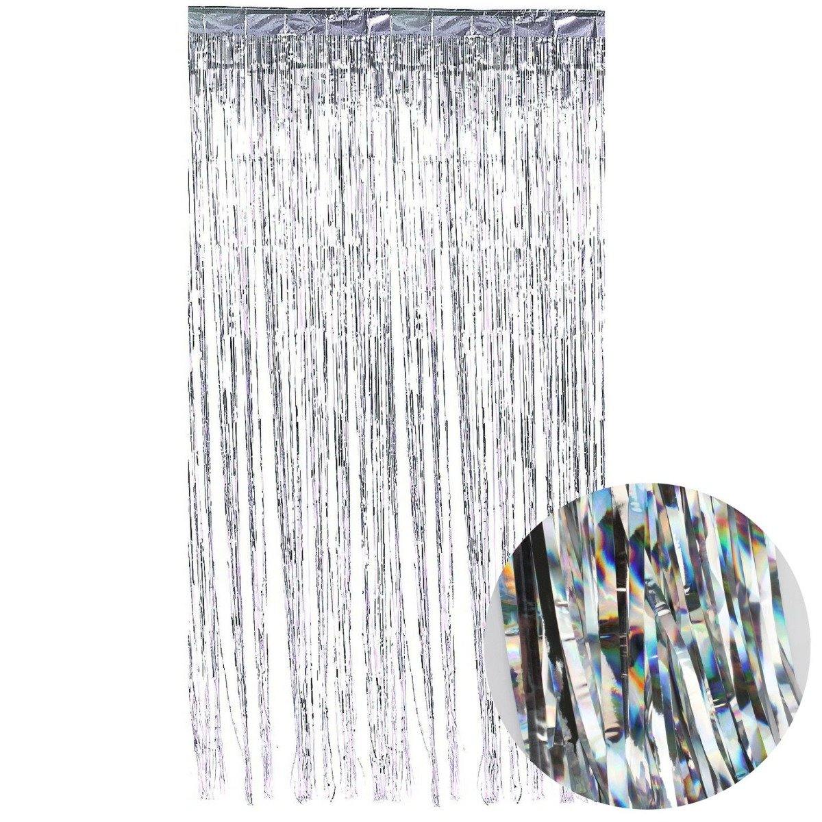 Silver Iridescent Tinsel Curtain - The Base Warehouse