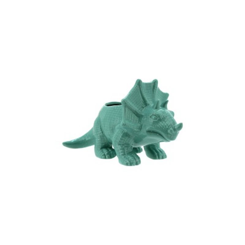 Green Triceratops Pot - 20.5cm x 11.5cm x 11.5cm