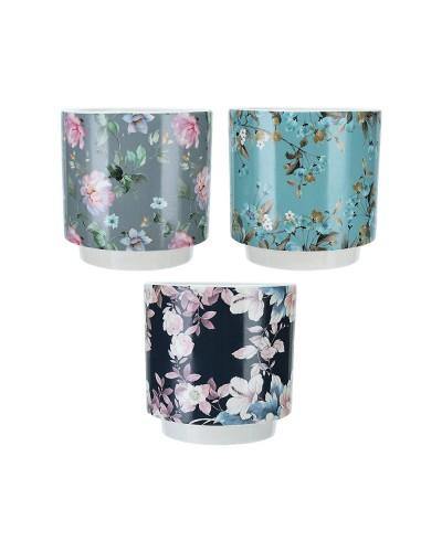 Floral Pattern Pot - 14cm x 14cm - The Base Warehouse