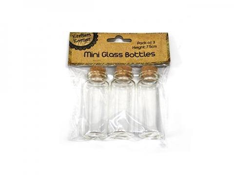 3 Pack Mini Glass Bottles - 7.5cm - The Base Warehouse