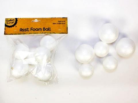 6 Pack Assorted Size Foam Balls