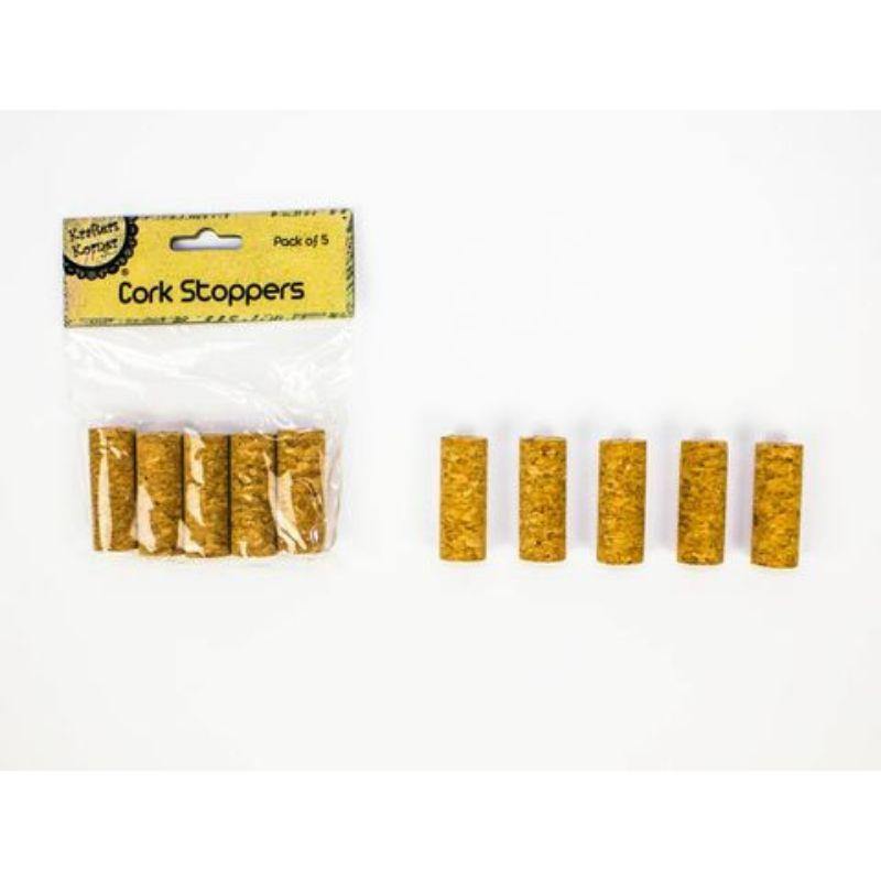 5 Pack Cork Stoppers - 1.9cm x 1.9cm x 5cm - The Base Warehouse