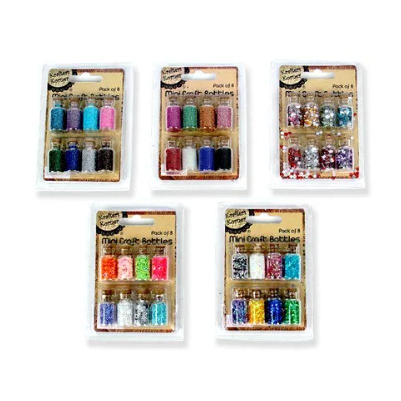 8 Pack Mini Sequin & Bead Bottles - 3cm - The Base Warehouse