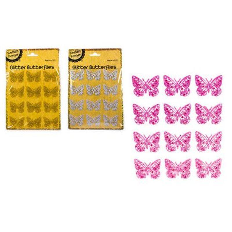 Adhesive Glitter Butterflies - 4cm x 3cm - The Base Warehouse