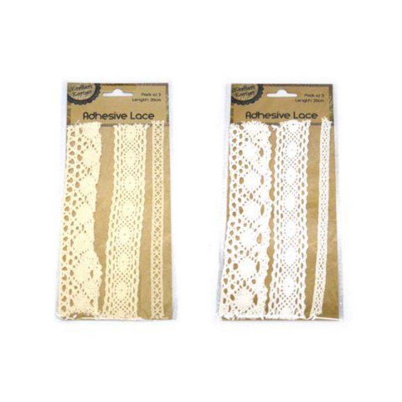 3 Pack Adhesive Lace Strips - 20cm