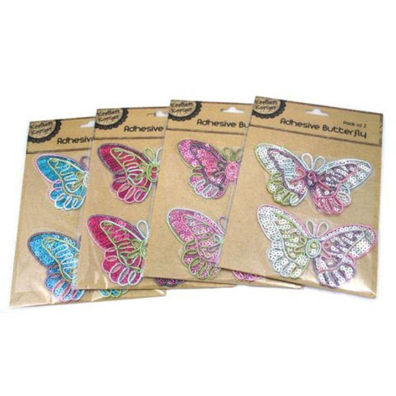 2 Pack Sequin Butterflies - 13cm x 7cm