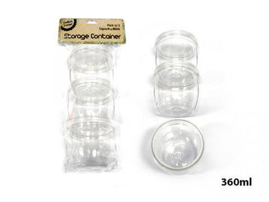 3 Pack Lockable & Stackable Containers - 360ml - The Base Warehouse