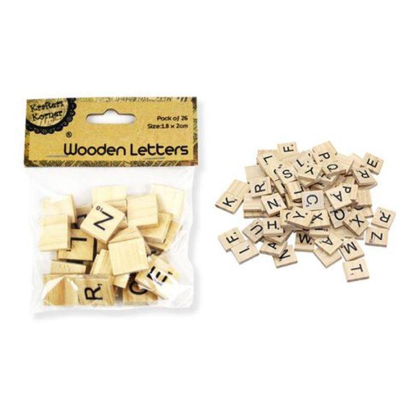 26 Pack Wooden Letters - 1.8cm x 2cm - The Base Warehouse
