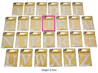 Adhesive Rhinestone Letter J - 4.5cm x 5.5cm - The Base Warehouse