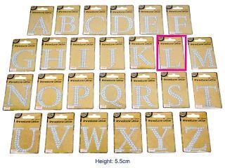 Adhesive Rhinestone Letter L - 4.5cm x 5.5cm - The Base Warehouse