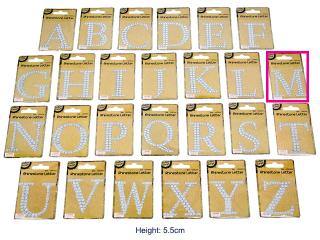 Adhesive Rhinestone Letter M - 4.5cm x 5.5cm - The Base Warehouse