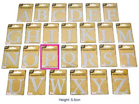Adhesive Rhinestone Letter P - 4.5cm x 5.5cm - The Base Warehouse