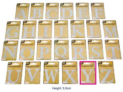 Adhesive Rhinestone Letter Y - 4.5cm x 5.5cm - The Base Warehouse