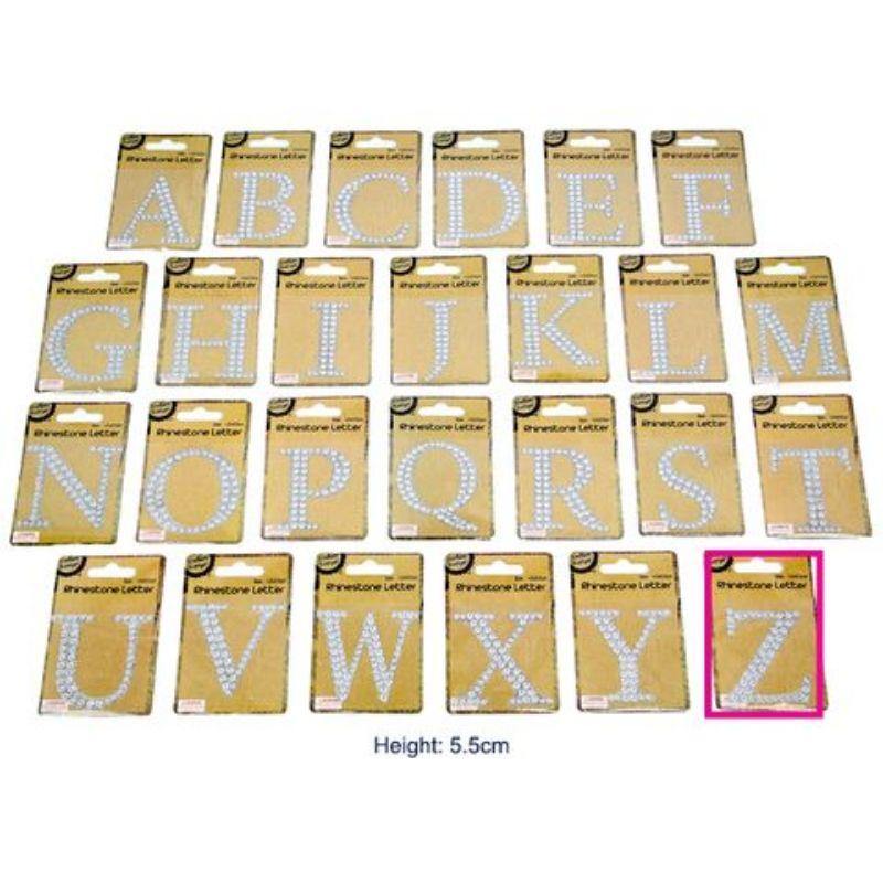 Adhesive Rhinestone Letter Z - 4.5cm x 5.5cm - The Base Warehouse