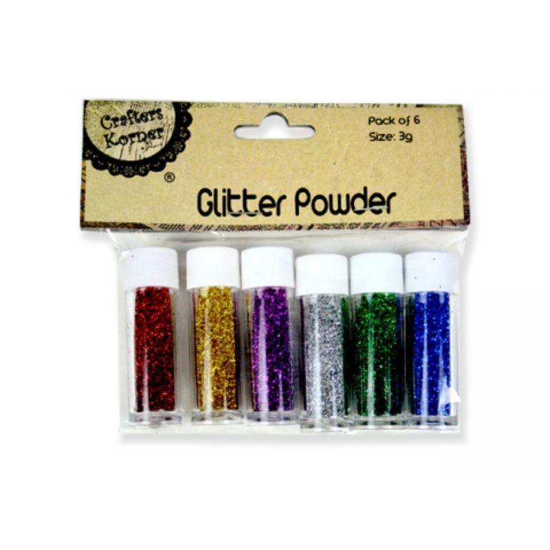 6 Pack Craft Glitter Powder - 3g - The Base Warehouse