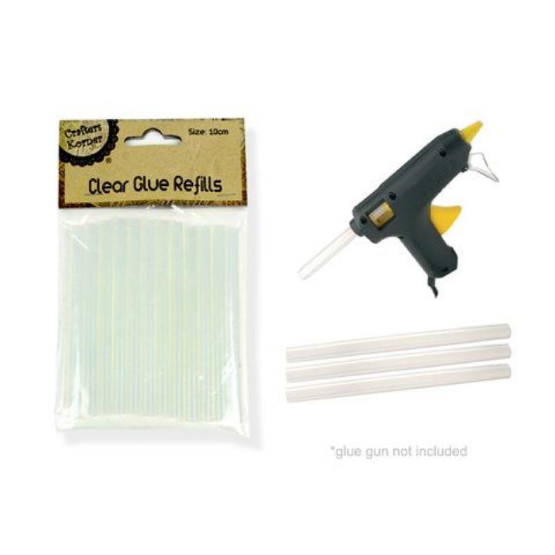 12 Pack Clear Glue Stick Refills - 10cm x 0.7cm - The Base Warehouse