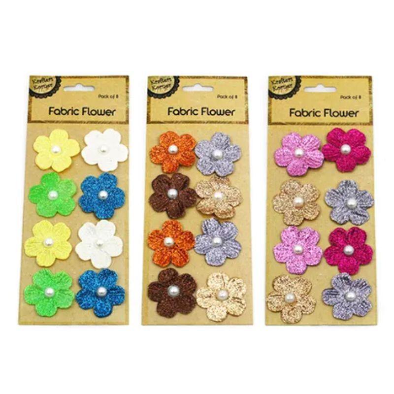 8 Pack Craft Metallic Paper Flowers - 5.3cm