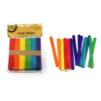 100 Pack Coloured Craft Sticks - 11cm - The Base Warehouse