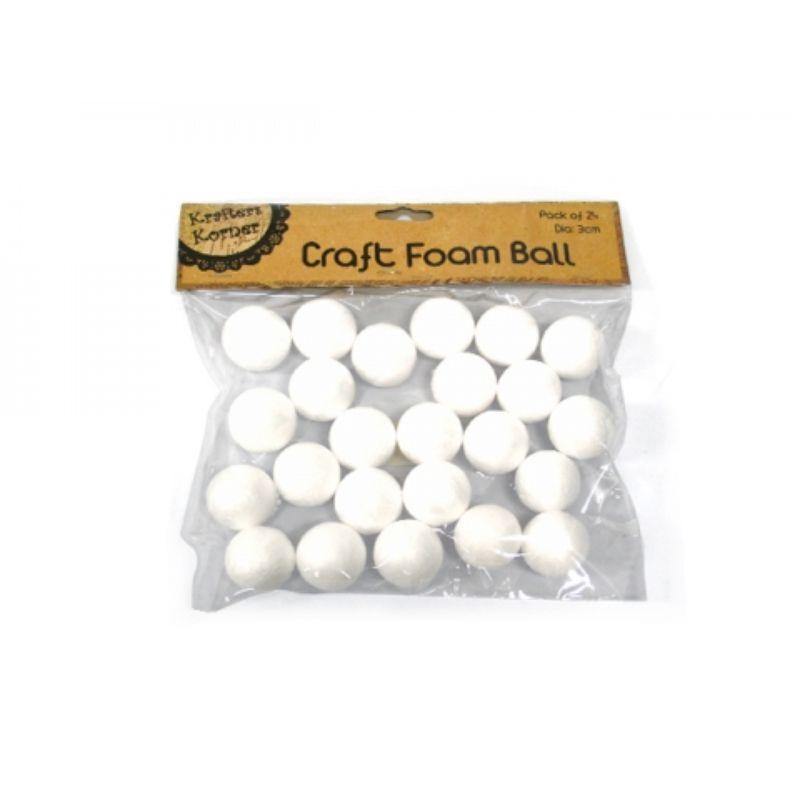 24 Pack White Foam Balls - 3cm - The Base Warehouse