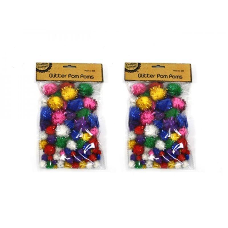 100 Pack Glitter Pom Poms - The Base Warehouse
